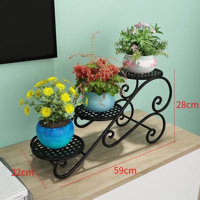 Metal 28cm Height Ornamental Plant Stand , Three Layers Metal Flower Pot Rack