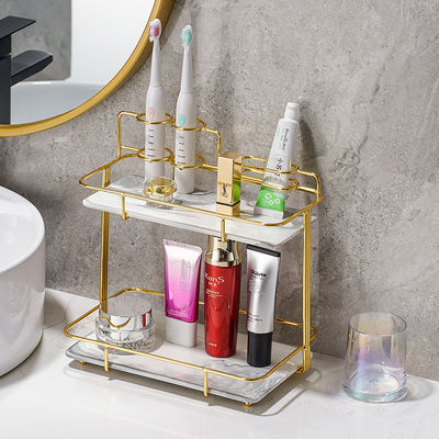 Waterproof Metal H30CM 2 Tier Bathroom Counter Shelf